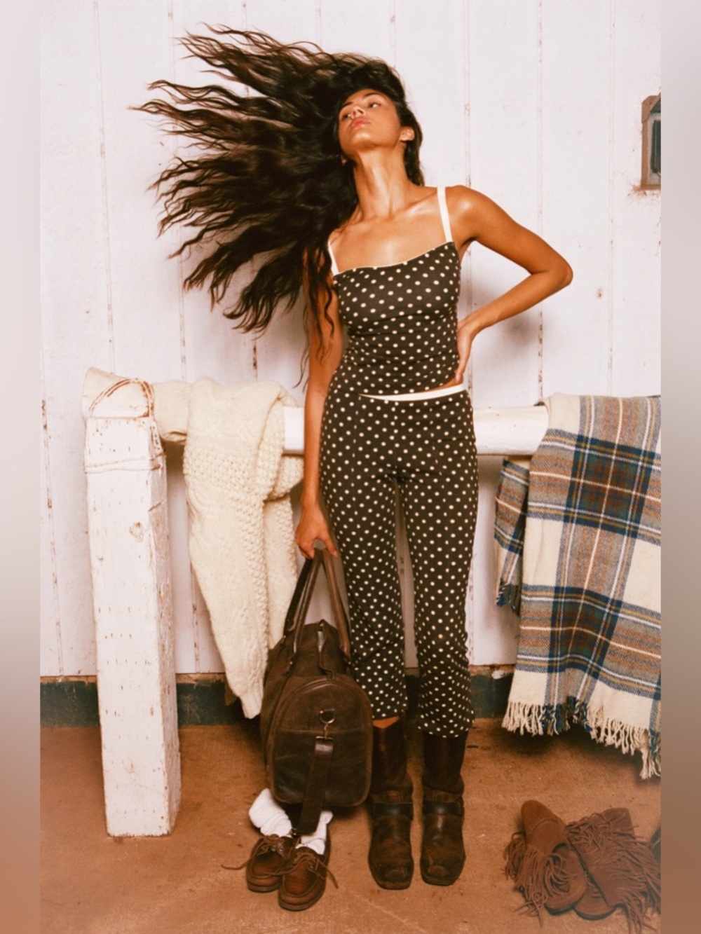 Rat Boi TAILORED CROP PANT IN ESPRESSO DOT 2X